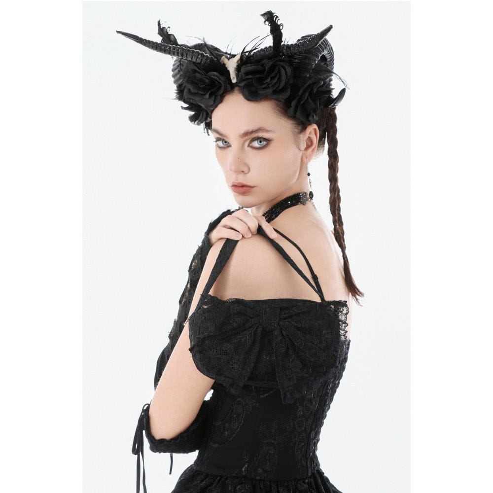 Darkinlove Women's Gothic Lace Bow Knot Mini Handbag