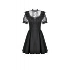 Darkinlove Women's Gothic Lace Cross Ruffled Short Sleeved Dress
