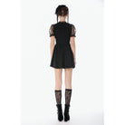 Darkinlove Women's Gothic Lace Cross Ruffled Short Sleeved Dress