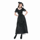 Darkinlove Women's Gothic Lace Embroidered Square-cut Collar Short Sleeve Top
