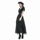 Darkinlove Women's Gothic Lace Embroidered Square-cut Collar Short Sleeve Top