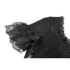 Darkinlove Women's Gothic Lace Embroidered Square-cut Collar Short Sleeve Top
