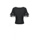 Darkinlove Women's Gothic Lace Embroidered Square-cut Collar Short Sleeve Top