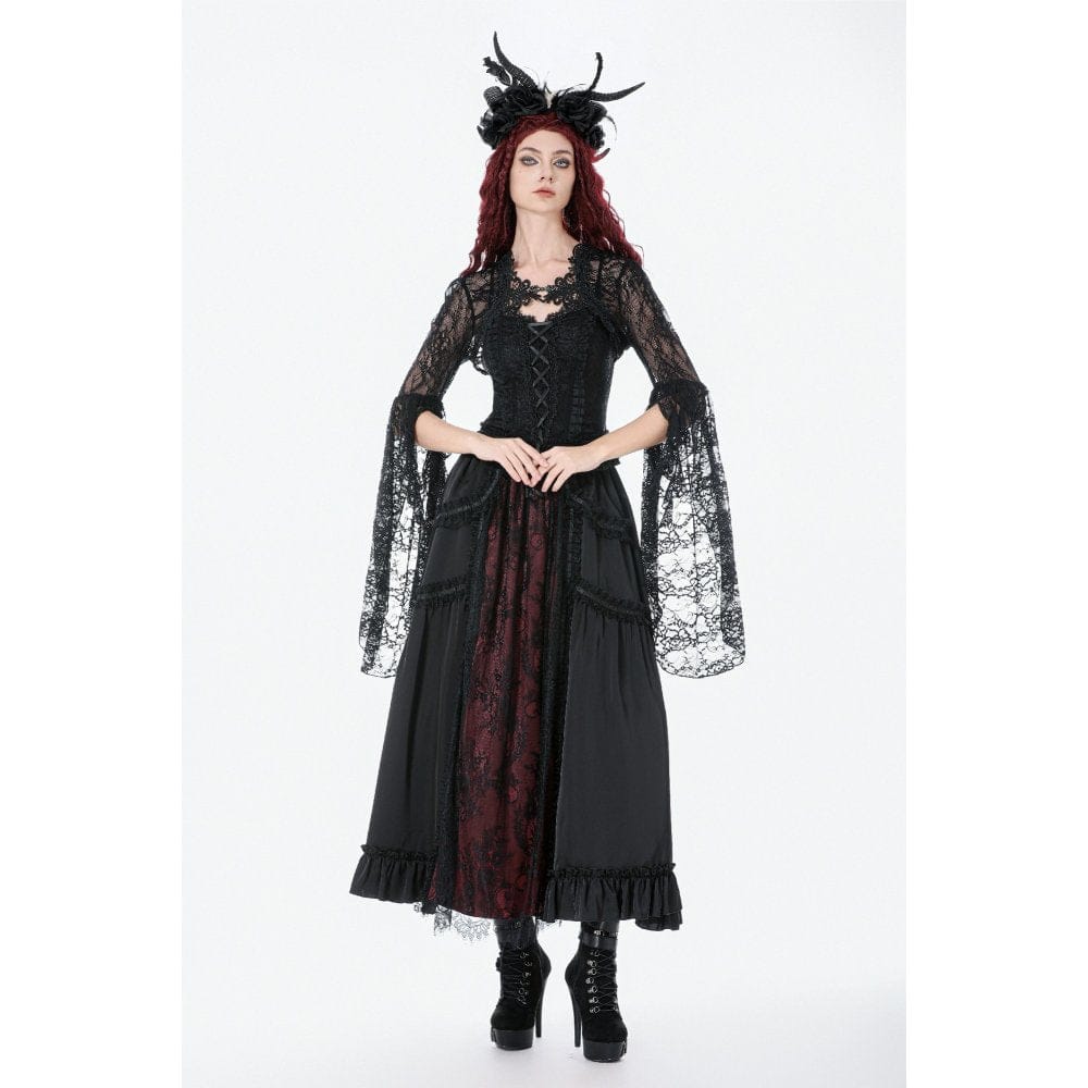 Darkinlove Women's Gothic Lace Flared Sleeved Cape