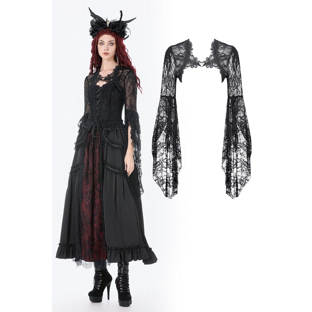 Darkinlove Women's Gothic Lace Flared Sleeved Cape