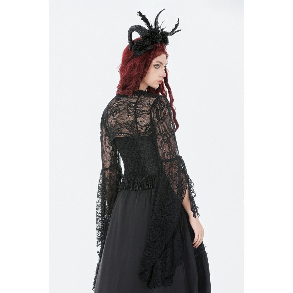 Darkinlove Women's Gothic Lace Flared Sleeved Cape