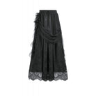 Darkinlove Women's Gothic Lace Floral Pleated Tulle Long Skirt