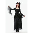 Darkinlove Women's Gothic Lace Floral Tassel Maxi Skirt