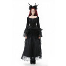 Darkinlove Women's Gothic Lace Floral Tassel Maxi Skirt