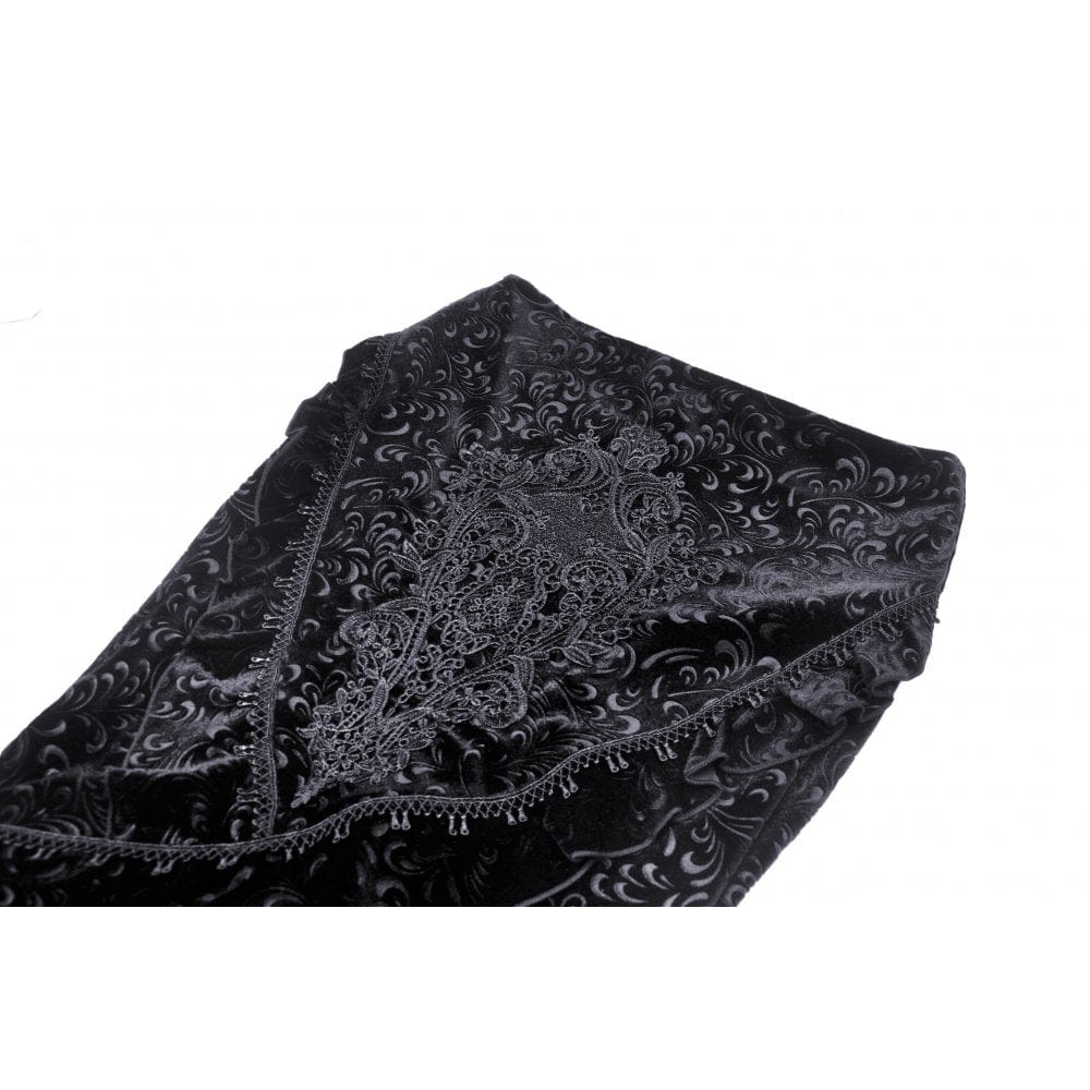 Darkinlove Women's Gothic Lace Hem Jacquard Dovetail Wrap Skirt