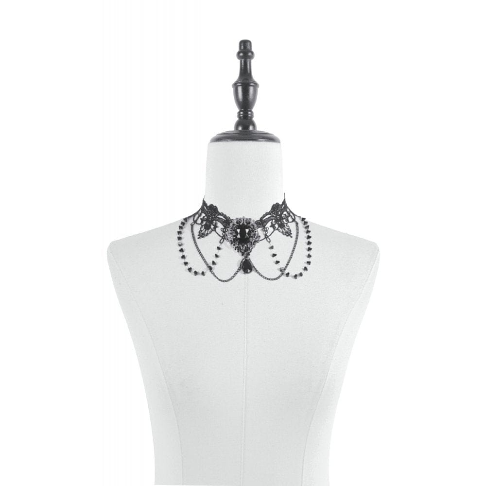 Darkinlove Women's Gothic Lace Layered Chained Choker