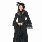 Darkinlove Women's Gothic Lace Patchwork Ruffled Stand Collar Shirt