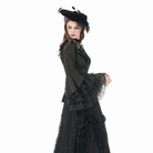 Darkinlove Women's Gothic Lace Patchwork Ruffled Stand Collar Shirt