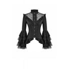 Darkinlove Women's Gothic Lace Patchwork Ruffled Stand Collar Shirt
