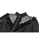 Darkinlove Women's Gothic Lace Patchwork Ruffled Stand Collar Shirt