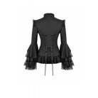 Darkinlove Women's Gothic Lace Patchwork Ruffled Stand Collar Shirt