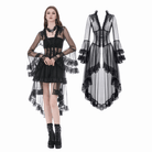 Darkinlove Women's Gothic Lace Patchwork Sheer Flare Sleeve Coat