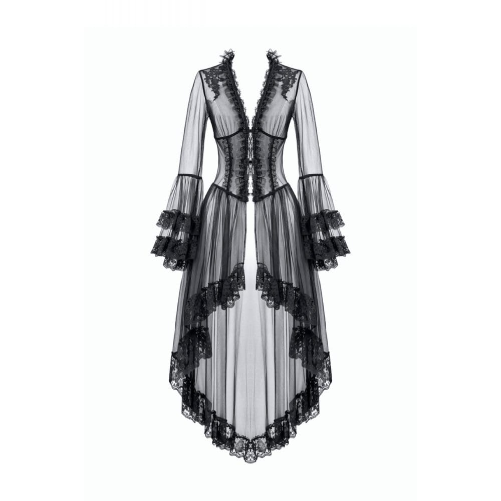 Darkinlove Women's Gothic Lace Patchwork Sheer Flare Sleeve Coat