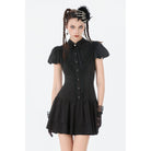 Darkinlove Women's Gothic Lace Pleated Bow-Trim Dress