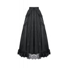 Darkinlove Women's Gothic Lace Ruched Ruffled Maxi Skirt Black
