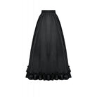 Darkinlove Women's Gothic Lace Ruched Ruffled Maxi Skirt Black