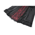 Darkinlove Women's Gothic Lace Ruched Ruffled Maxi Skirt Black-Red