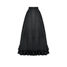 Darkinlove Women's Gothic Lace Ruched Ruffled Maxi Skirt Black-Red