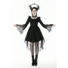 Darkinlove Women's Gothic Lace Ruffled Collar Flared Sleeved Dress