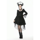 Darkinlove Women's Gothic Lace Ruffled Collar Flared Sleeved Dress