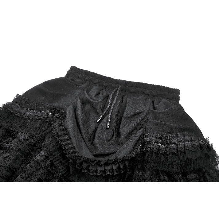 Darkinlove Women's Gothic Lace Ruffled Tail Skirt