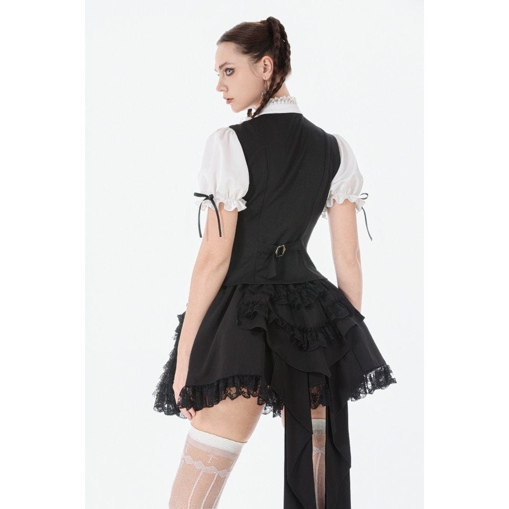 Darkinlove Women's Gothic Lace Ruffled Tail Skirt