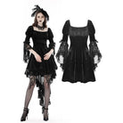 Darkinlove Women's Gothic Lace Sleeved Velvet Dress