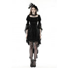 Darkinlove Women's Gothic Lace Sleeved Velvet Dress