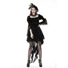 Darkinlove Women's Gothic Lace Sleeved Velvet Dress
