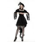 Darkinlove Women's Gothic Lace Sleeved Velvet Dress