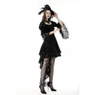 Darkinlove Women's Gothic Lace Sleeved Velvet Dress