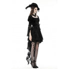 Darkinlove Women's Gothic Lace Sleeved Velvet Dress