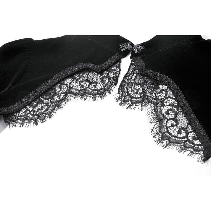 Darkinlove Women's Gothic Lace Splice Flare Sleeve Velvet Cape