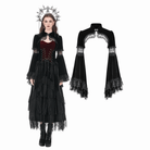 Darkinlove Women's Gothic Lace Splice Flare Sleeve Velvet Cape