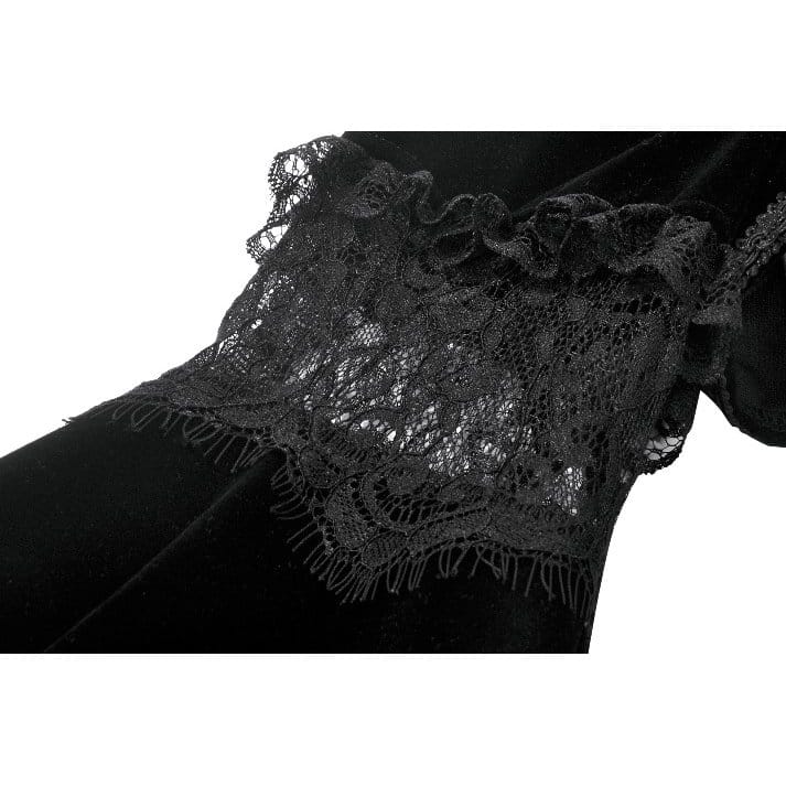 Darkinlove Women's Gothic Lace Splice Flare Sleeve Velvet Cape