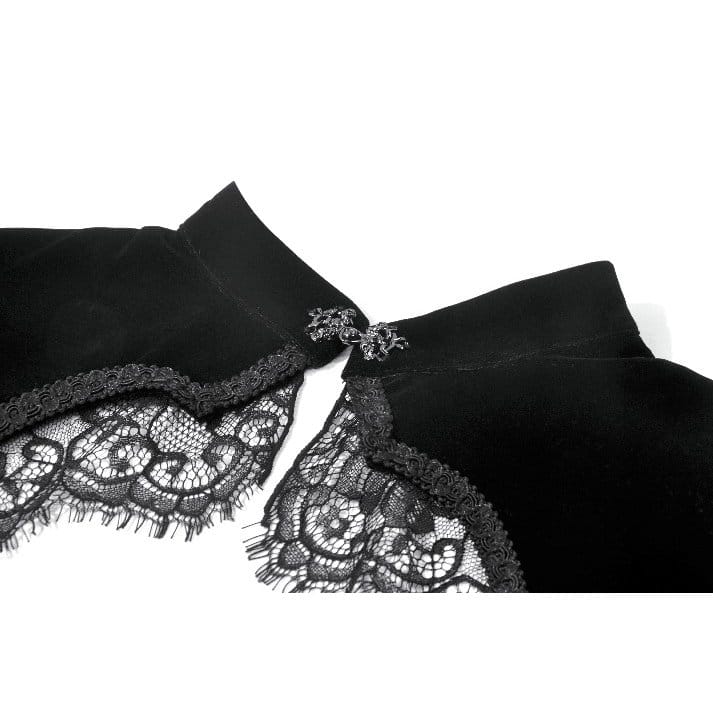 Darkinlove Women's Gothic Lace Splice Flare Sleeve Velvet Cape