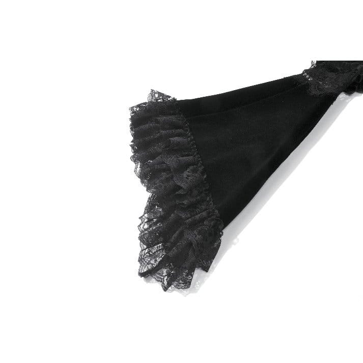 Darkinlove Women's Gothic Lace Splice Flare Sleeve Velvet Cape