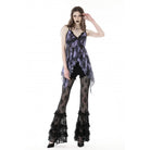 Darkinlove Women's Gothic Lace Splice Flared Leggings