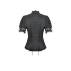Darkinlove Women's Gothic Lace Splice Lace-up Shirt with Detachable Bowknot