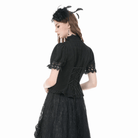 Darkinlove Women's Gothic Lace Splice Lace-up Shirt with Detachable Bowknot