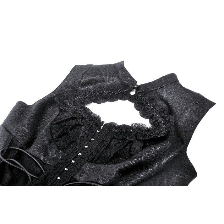 Darkinlove Women's Gothic Lace Splice Lace-up Vest