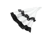 Darkinlove Women's Gothic Lace Splice Ruffle Contrast Color Bell Sleeve Blouse with Detachable Neck Tie