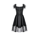Darkinlove Women's Gothic Lace Square-cut Collar Dress