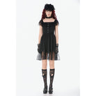 Darkinlove Women's Gothic Lace Square-cut Collar Dress