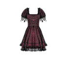 Darkinlove Women's Gothic Lace Star Square-cut Collar Short Sleeved Dress